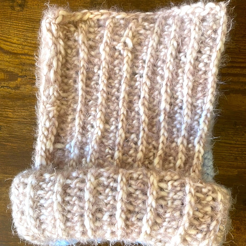 Orange - Adult Wool Cream Handmade Beanie Hat